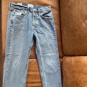 Agolde Parker High-Waisted Straight Leg Light Blue Jeans